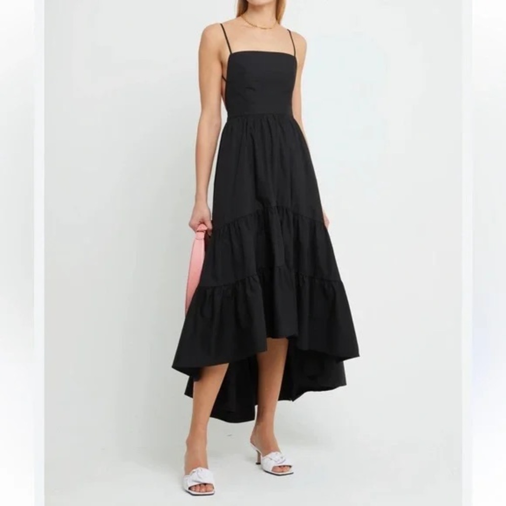 Aqua Women's Black Dionne High Low Dress, Size XL